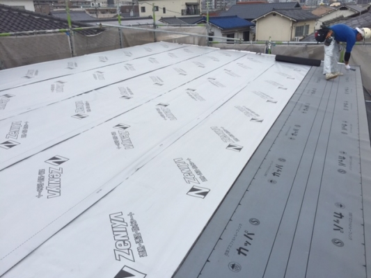 岡山市北区新屋敷町　上棟の様子　屋根　その7　2016/7/12