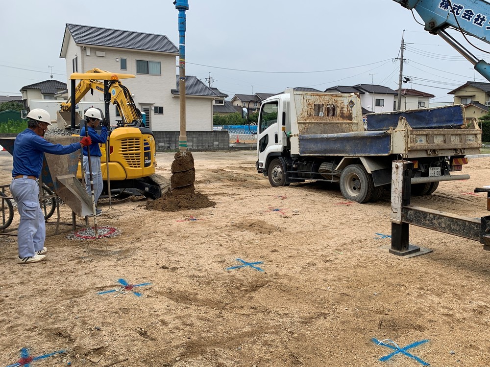 木まま　平屋　木づなの家　地盤改良工事