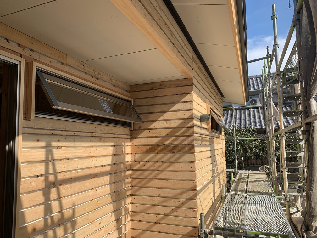 平屋　木まま　新築住宅 左官工事