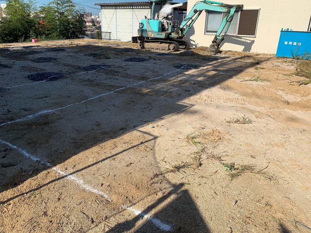 平屋　木まま　新築住宅 基礎工事
