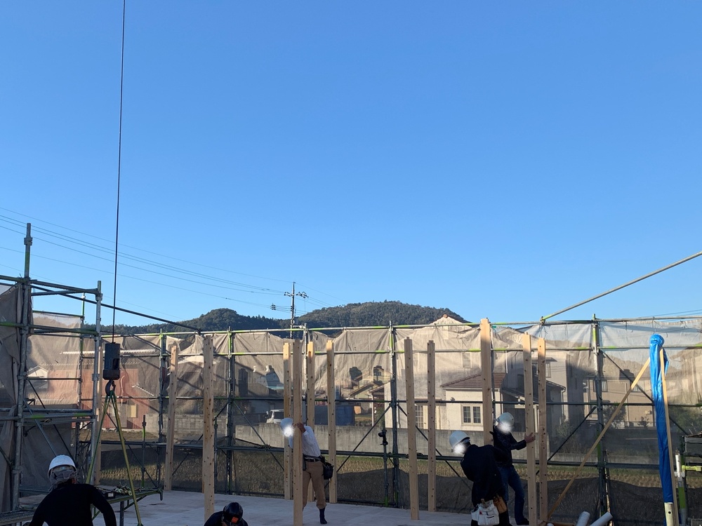 平屋　木まま　新築住宅 上棟