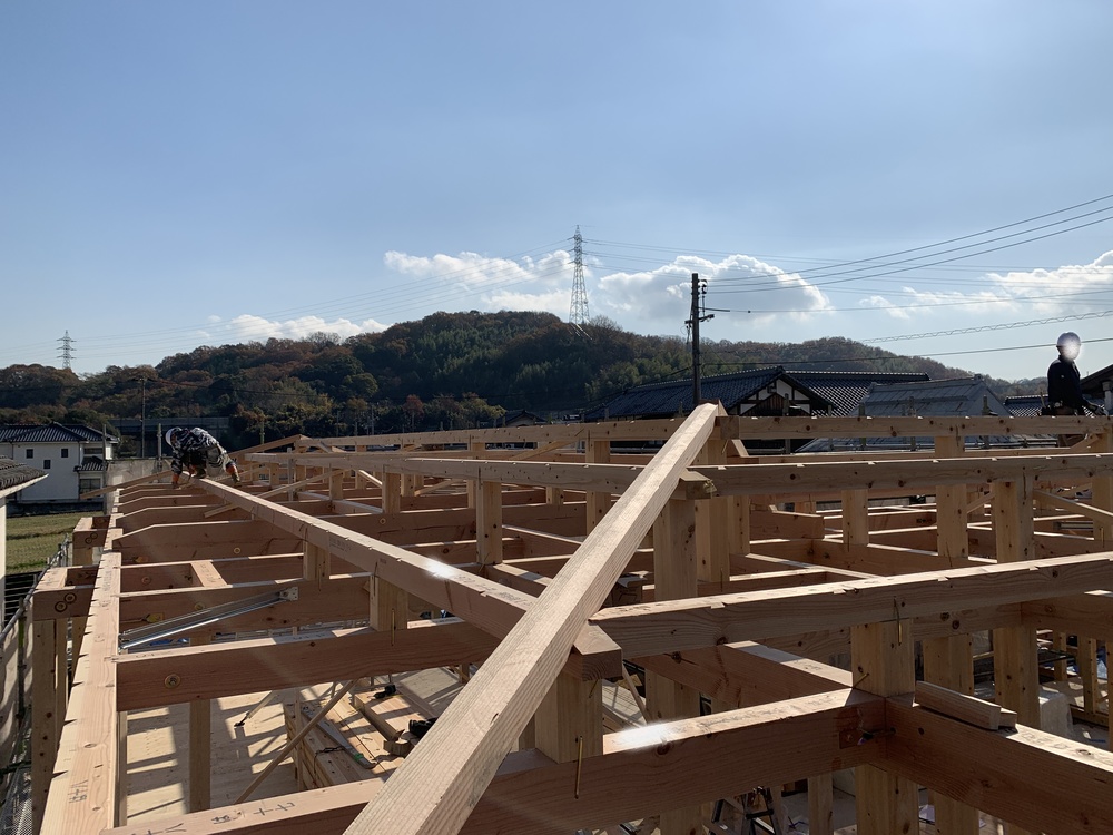 平屋　木まま　新築住宅 木工事
